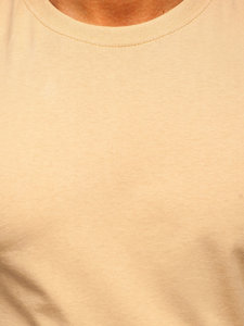 T-shirt in cotone senza stampa da uomo beige Bolf 192397