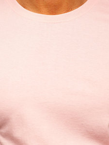T-shirt in cotone senza stampa da uomo rosa chiaro Bolf 192397