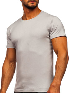 T-shirt senza stampa da uomo grigio chiaro Bolf 2005